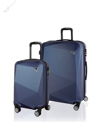 Polo&sky Elmas Model 2'li Valiz Seti (Küçük+Büyük) Lacivert Renk ABS Malzeme ile Hafif ve Güvenli