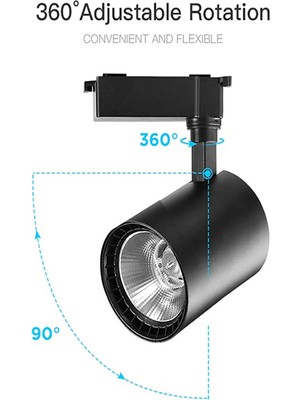 Led Projem 30WLED Ray Spot Siyah 5'li Set