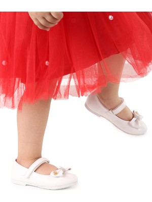 Kiko Kids Cırtlı Fiyonklu Kız Çocuk Babet Ayakkabı Ege 201 Cilt