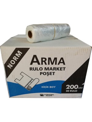 Arma Rulo Şeffaf Market Poşet Torba - Hışır Atlet Poşet -Küçük Boy - 200 Adetlik 20 Rulo / Koli