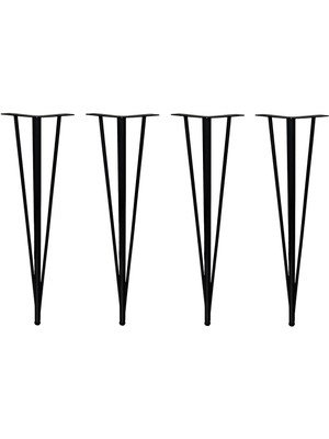 Eym 4 Adet Firkete Masa Ayağı 71 cm Mat Siyah Mobilya Ayak Pabuçlu