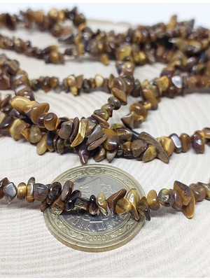 Yaşam Tohumu Delikli Kaplan Gözü Taşı Minik Boy 4-6mm Aralığı Şekilsiz Taşlar 50 Adet