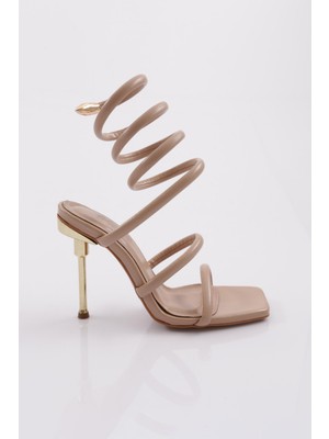 DGN 1274 Kadin Bilekten Sarmali Topuklu Ayakkabi