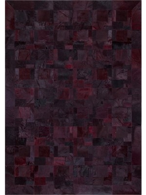 Dericibey Bordo Renkli Dana Derisi Patchwork Halı 80 x 150 cm