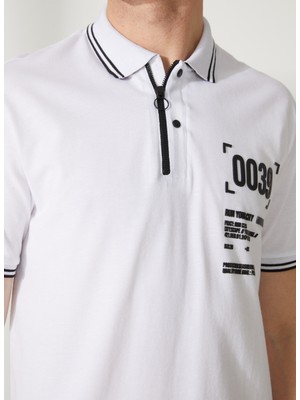 gmg firenze Polo Yaka Beyaz Erkek T-Shirt GU23MSS03041