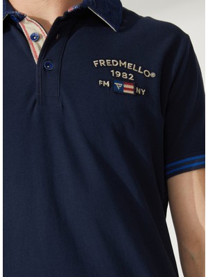 Fred Mello Mavi Erkek Polo T-Shirt FM23S23QCBLUE