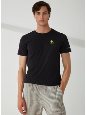 FRED MELLO Bisiklet Yaka Siyah Erkek T-Shirt FM23S15TGBLACK