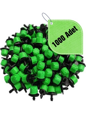 Bahçe Yeşil Debi Ayarlı Damlatıcı 0-100 Lt/h 1000 Adet Dayanıklı Yapı ile Su Tasarrufu Sağlar