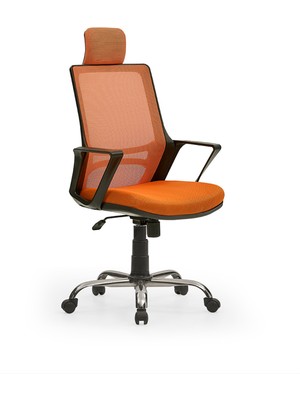 Mehmet Yaren Büro Arya2 Bilgisayar Koltuğu  - Ofis - Müdür - Büro - Çalışma Sandalyesi Turuncu Renk Krom Ayaklı