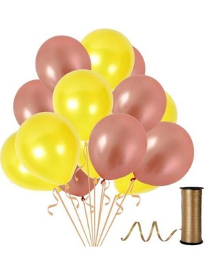 Kidspartim Metalik Rose Gold ve Sarı Balon