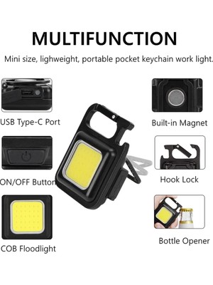 Airstorr Şarj Edilebilir Mini LED Anahtarlık Muti-Fonksiyonel Küçük  Mıknatıslı ve Tutucu