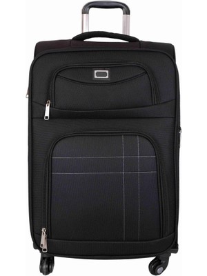 Bagacar Ultra Hafif Körüklü Kumaş Büyük Boy Valiz Siyah