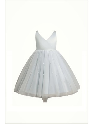 Nsm Kız Çocuk Kısa Anvelop Büzgü Detaylı Arka Fiyonk Detaylı Mezuniyet Parti Abiye Saten Elbise