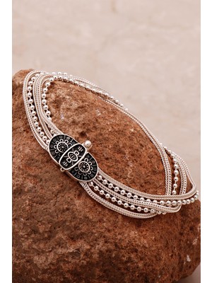 Sümer Telkari Mardin Güneşi Hasır Elişi Tasarım 925 Ayar Gümüş Bileklik 4311