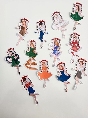 EyER Shoping Çerçeveli Kızlar Sticker