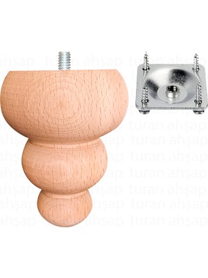 Turan Ahşap Koltuk Ayağı - Sehpa Ayağı - Ahşap Ayak - Uzunluk: 10 cm / Çap: 7.5 cm