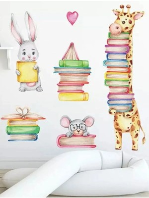 Kt Grup Kitapsever Hayvanlar Çocuk Odası Duvar Stickerseti