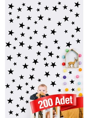 Kt Grup 200 Adet Siyah Rengi Yıldız Sticker