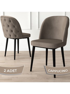 Canisa Concept Kage Serisi 2 Adet Mutfak Sandalyesi Kapitoneli Siyah Metal Ayak 1. Sınıf Babyface Kumaş