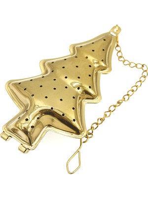 Mahmood Tea Yılbaşı Ağacı Tasarımlı Gold Paslanmaz Çelik Çay Süzgeci