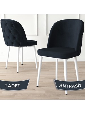 Kage Serisi 1 Adet Mutfak Sandalyesi Kapitoneli Beyaz Metal Ayak 1. Sınıf Babyface Kumaş