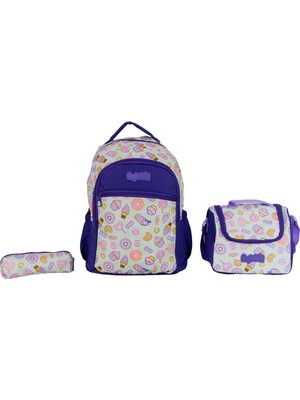 Bagacar Kids Kız Donut Model Kalemlikli Beslenmeli Set Sırt Çantası