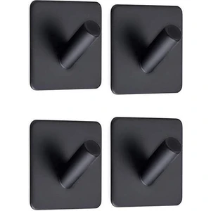 4 Adet Paslanmaz Çelik Robe Kanca Siyah Havlu Kanca Kendinden Yapışkanlı Duvar Askı Mutfak Banyo Aksesuarları Askısı | Robe Hooks (Yurt Dışından)