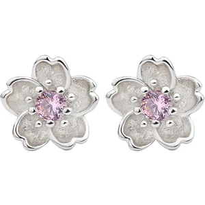 Hipoalerjenik Çiçek Küpe Som Gümüş Kübik Zirkon Kadınlar Için Saplama (Yurt Dışından)