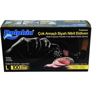 Tek Kullanımlık Lateks Siyah Pudrasız Nitril Muayne Eldiveni Large Büyük Boy - 100'LÜ Paket