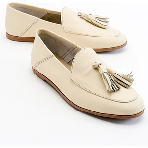 F04 Ekru Bej Cilt Hakiki Deri Ayakkabı