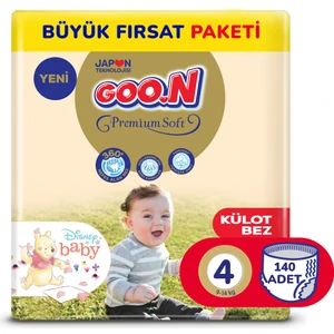 Goo.n Premium Soft 4 Numara Süper Yumuşak Külot Bebek Bezi Büyük Fırsat Paketi - 140 Adet