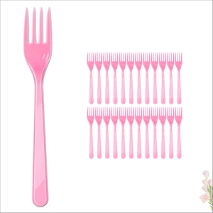 Süsle Bebek ve Parti Plastik Çatal - Pembe - 24 Adet
