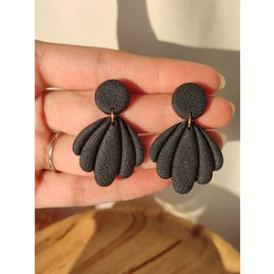 Gizy Store Polimer Kil Siyah Midye Küpe Küpe