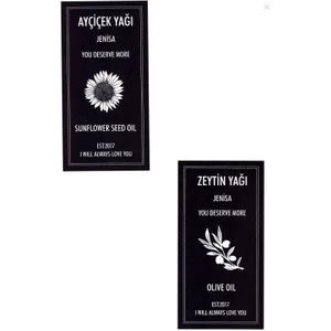2 Adet Yağdanlık Yağlık Sticker Ayçiçek Zeytinyağı Siyah Etiket