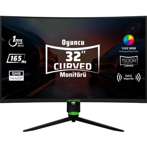 Aryond A32 V1.3 31.5 Inç Qhd 2560X1440 165 Hz 1 Ms Ince Çerçeve Hoparlörlü Curved Oyuncu Monitörü