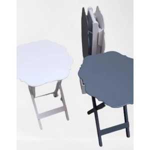 Bengi Ticaret Çanta Zigon Sehpa Yonca Dörtlü  Model Ahşap Mdf  Beyaz ve Gri Renk Uyumu El Yapımı