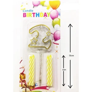 Patladı Gitti Mika Şeffaf Rakam Gold Mum Set