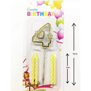 Patladı Gitti Mika Şeffaf Rakam Gold Mum Set