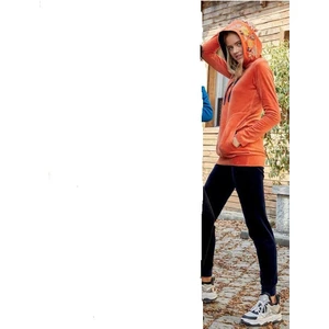 7295 Bayan Kadife Kapşonlu Sport Takım Kiremit - M