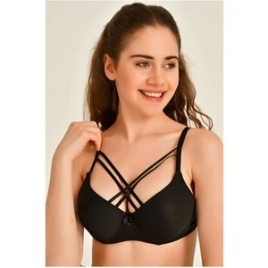 1014 Çapraz Silikonlu Sütyen Siyah - 75