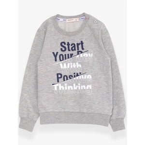 Erkek Çocuk Sweatshirt Yazı Baskılı 2-6 Yaş, Gri Melanj