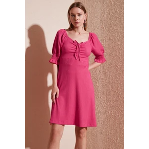 Krinkıl Büzgülü V Yaka Kolları Gipeli Elbise Bayan Elbise 5865034