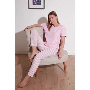 Bambu Karışımlı Yumuşak Dokulu Bisiklet Yaka Pijama Takımı Bayan Pijama Takımı 6097605