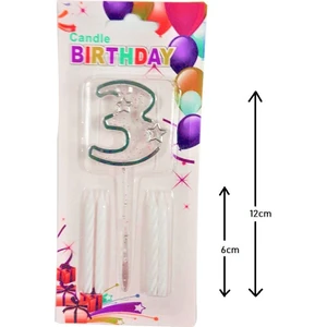 Patladı Gitti Mika Şeffaf Rakam Gümüş Mum Set
