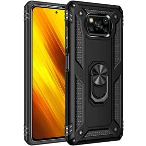 Xiaomi Poco X3 Tank Zırh Yüzüklü Mıknatıslı Standlı Kapak
