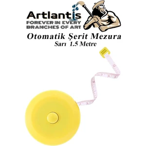 Otomatik Şerit Mezura 1.5 Metre Sarı Renk 1 Adet Yuvarlak Cep Mezurası 150 cm Mezro Terzi Metresi Vücut Ölçüm Metresi