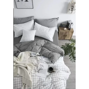 Sheri Home Çarşafı Lastikli Nevresim Takımı Çift Kişilik Kare Beyaz