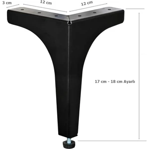 4 Adet Klas Ayak Metal 17 cm Mat Siyah Mobilya Koltuk Ayağı