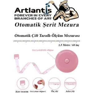 Otomatik Şerit Mezura 1.5 Metre Mavi Renk 1 Adet Yuvarlak Cep Mezurası 150 cm Mezro Terzi Metresi Vücut Ölçüm Metresi