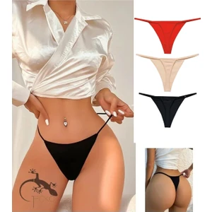 Gecko Collection Gecko Lastikli Fantazi Tanga Kadın Külot 3'lü